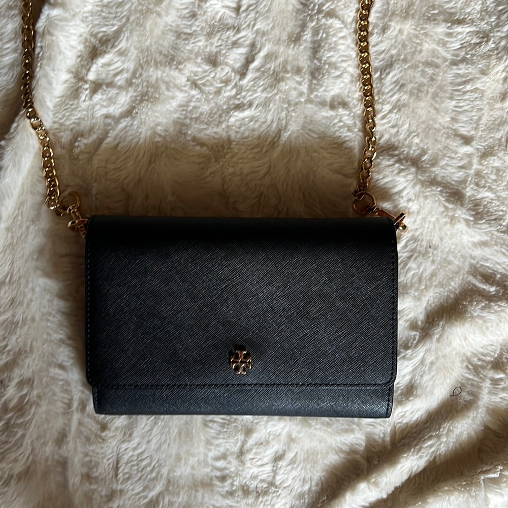 Tory Burch Black Crossbody with Gold Chain
